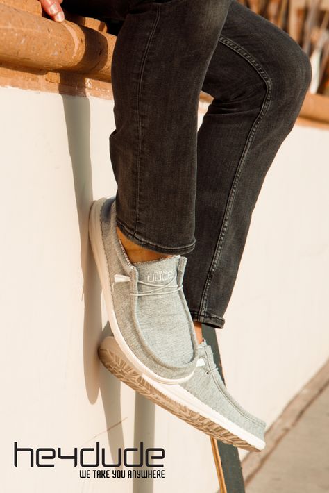 Hey Dude Shoes - Wally Chambray is free of animal by-products. Hey Dudes Mens Outfits, Hey Dude Shoes Outfits, Cool Hey Dudes, Wash Hey Dude Shoes, Hey Dudes For Men, Mens Hey Dudes, Men’s Hey Dudes, Hey Dudes, Mens Summer Outfits