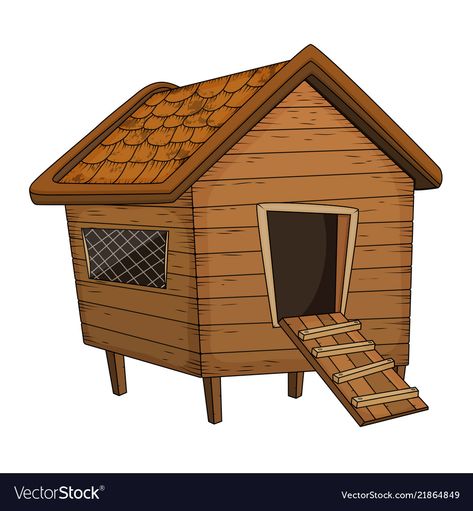 Coop Art, Chicken Coop Drawing, Chicken Coop Cartoon, Cartoon Chicken Cute, Chicken Coop Illustration, House Cartoon Image, Cartoon Farm Background, Chicken Vector, Farm Cartoon