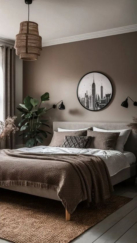 Urban Taupe, Taupe Bedroom Ideas, Taupe Bedroom, Taupe Walls, Neutral Bedroom Decor, Brown Rooms, Bedroom Wall Colors, Bedroom Decor Cozy, Brown Bedroom