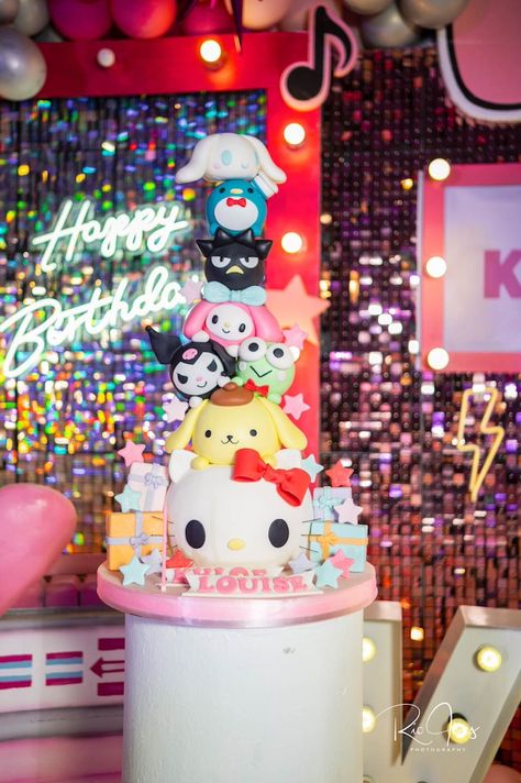 Khloe’s Neon Sanrio X K-Pop Themed Dance Party – 7th Birthday Sanrio Birthday Party, Sanrio Birthday, Sparkly Background, Debut Party, Game Booth, Pom Pom Decorations, Festival Birthday, Birthday Cheers, Mermaid Theme Party