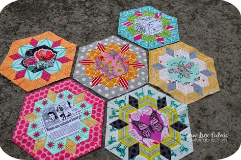 Sew Lux Fabric : Blog: Smitten Quilt Along : Month One Blocks Smitten Quilt, Jen Kingwell Quilts, Epp Quilt, Hexagon Quilting, Tula Pink Quilt, Millefiori Quilts, Jen Kingwell, Pink Quilt, Hexie Quilt