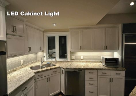 Strip Lighting Kitchen, Lighting Under Cabinets, Under Cupboard Lighting, Kitchen Under Cabinet Lighting, Light Kitchen Cabinets, Kitchen Led Lighting, Cupboard Lights, Under Counter Lighting, Bookcase Lighting