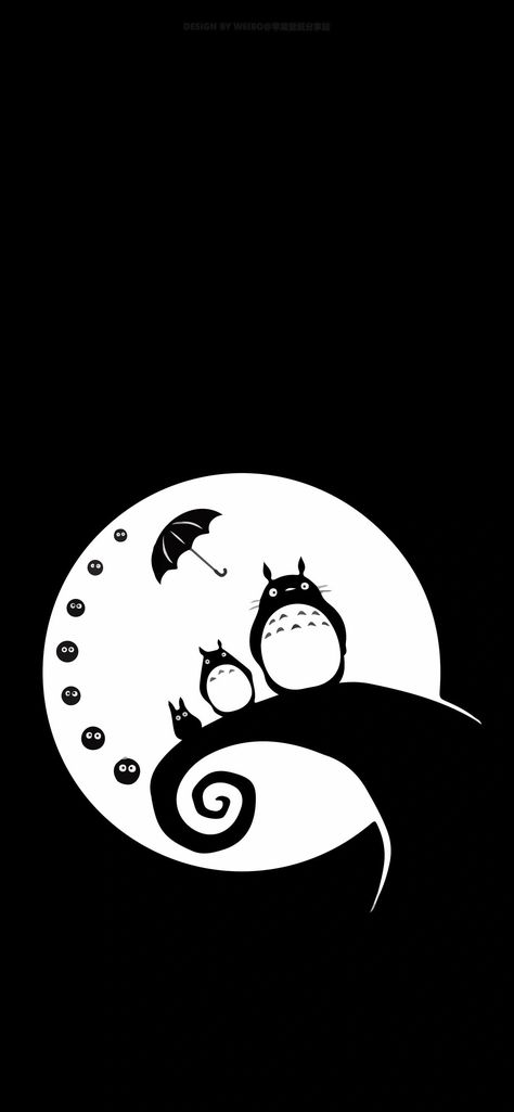 1/2 Lockscreen Studio Ghibli Black And White Aesthetic, Black And White Ghibli Wallpaper, Studio Ghibli Wallpaper Totoro, Ghibli Black And White, Studio Ghibli Black And White, Ghibli Wallpaper, Dark Theme, Black And White Background, Black White Art