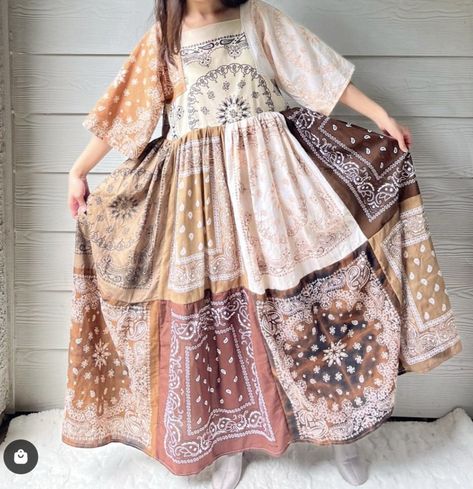 Boho Sewing, Colorful Boho Fashion, Bandana Dress, Dresses Handmade, Clothing Upcycle, Upcycled Dress, Shabby Chic Clothes, Jasmine Dress, Upcycle Clothes Diy