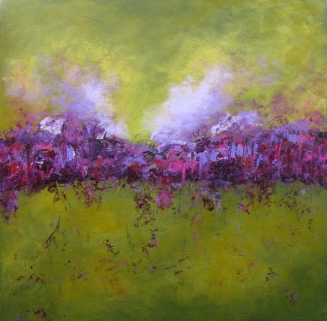 Kerin McBride's Purple on Green Abstract Landscape (Acrylic) Green And Purple Painting, Lounge Artwork, Atmospheric Art, Purple Art Abstract, Landscape Contemporary, Red Artwork, Purple Painting, Landscape Acrylic, Scenery Photography