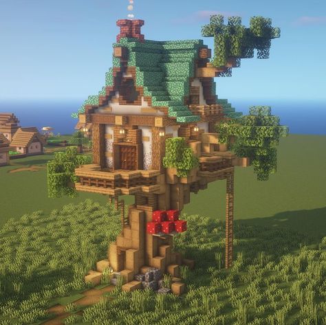 Matthew - Minecraft Builder sur Instagram : My first-ever treehouse attempt, do you like it? 😅 Drop me a follow if you do! @craftingmatthew ______________________ About: Shaders -… Tiny Houses Minecraft, Tree House Minecraft, Simple Minecraft Builds, Minecraft Tree, Minecraft Kingdom, Mc Builds, Minecraft Houses Survival, Minecraft Interior Design, Bangunan Minecraft