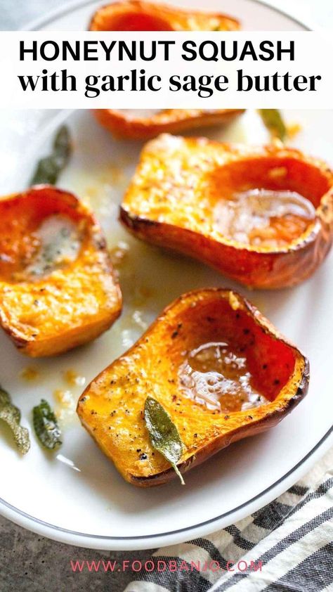 honeynut squash topped with sage butter Roasted Honeynut Squash, Healthy Squash Recipes, Honeynut Squash, Sage Butter Sauce, Sage Butter, Healthy Vegetable Recipes, Butternut Squash Recipes, Food Test, Fancy Dinner