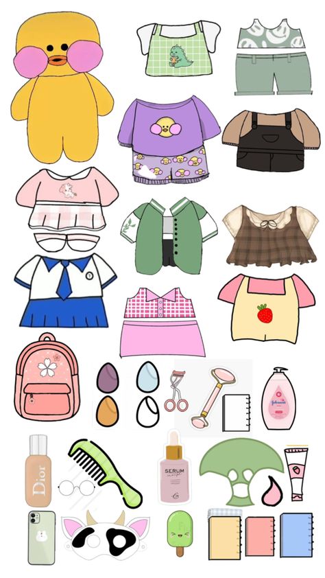 Ducky Clothes, Hello Kitty Clipart, Paper Doll Printable Templates, Hello Kitty Printables, Paper Clothes, Cat Printable, Paper Duck, Hello Kitty Crafts, Paper Dolls Diy