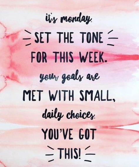 It's Monday. Set the tone for this week. Your goals are met with small daily choices, You've got this! Monday Morning Motivation, Monday Humor Quotes, Week Quotes, Facebook Engagement Posts, Monday Motivation Quotes, Monday Humor, Morning Post, It's Monday, Monday Quotes