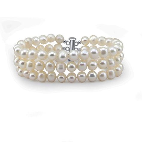 Best Bracelets For Women | 3Row White A Grade 657mm Freshwater Cultured Pearl Bracelet with base metal clasp 8 >>> To view further for this item, visit the image link.(It is Amazon affiliate link) #photo Cultured Pearl Bracelet, Boutique Display, Pearl Jewelry Design, Pearl Bracelets, Rings Vintage, Cultured Pearl Necklace, Grade 6, Wedding Bridal Jewellery, Fancy Diamonds