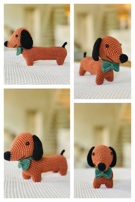 Knitting Patterns Free Dog, Dachshund Pattern, Miniature Knitting, Crochet Dog Patterns, Crochet Shoes Pattern, Mini Dog, Crochet Animals Free Patterns, Crochet Amigurumi Free Patterns, Crochet Amigurumi Free