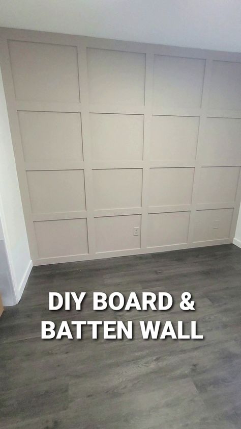 Wainscoting Bedroom Master, Grid Accent Wall, Panel Accent Wall, Board And Batten Accent Wall, Batten Accent Wall, Diy Board And Batten, Wainscoting Bedroom, Grid Panel, Board And Batten Wall