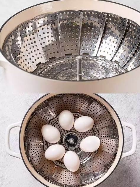 Perfect Steamed Boiled Eggs Recipe Steamed Hard Boiled Eggs, Steam Egg Recipe, Boiled Eggs Recipe, Hard Boiled Egg Recipes, Deviled Eggs Recipe Classic, Steamed Eggs, Hard Cooked Eggs, Steam Recipes, Steam Cooking