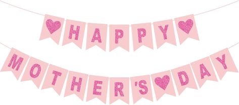 CAVLA Happy Mother's Day Banner Pink Rose Red Mothers Day Bunting Banner with Heart Signs Best Mom Ever Thanks Mom Paper Banner for Home Wall Mother’s Day Party Decorations Supplies Happy Mothers Day Banner, Day Party Decorations, Mother's Day Banner, Collage Elements, Mom Party, Thanks Mom, Paper Banners, Best Mom Ever, Photo Booth Backdrop