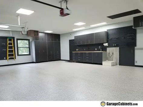 Best Color for Garage Walls: Popular Garage Wall Paint Color Ideas in 2023 Dark Paint Garage Interior, Workshop Paint Colors, Garage Wall Colors Paint, Light Grey Garage Walls, Paint Colors For Garage Interior, Sherwin Williams Garage Paint Colors, Garage Interior Colors, Best Color For Garage Walls, Inside Garage Paint Colors