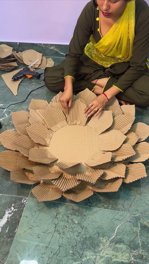 Deep Jyoti Bora | Best idea #reels #insta #diy #craft #homedecor | Instagram Paper Mache Flowers, Ganesh Chaturthi Decoration, Diy Crafts Paper Flowers, Elephant Decor, Bullet Journal Design Ideas, Cardboard Art, Giant Flowers, Diy Crafts Hacks, Giant Paper Flowers