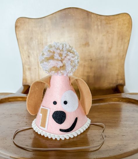 Bday Hat, Dog 1st Birthday, Puppy Pawty, First Puppy, Dog Party Hat, Dog First Birthday, Dog Birthday Hat, 1st Birthday Hats, Pet Party