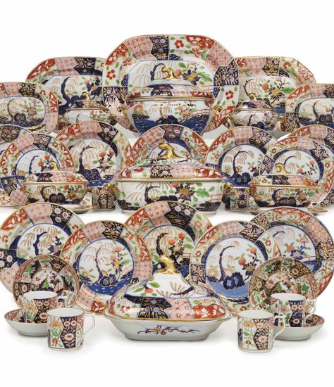 AN ASSEMBLED COALPORT PORCELAIN IMARI PART DINNER SERVICE | FIRST QUARTER 19TH CENTURY | 19th Century, dinner services | Christie's Coalport China, Coalport Porcelain, Vintage High Tea, Fine Dinnerware, Imari Porcelain, And Peggy, Dinner Service, Jar Vase, China Plates