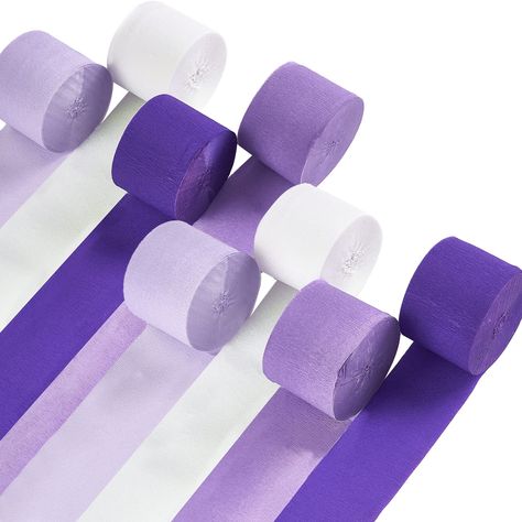 PRICES MAY VARY. PACKAGE SPECIFICATIONS: The package includes dark purple crepe papers (2 rolls), purple streamers (2 rolls), light purple streamers (2 rolls), white streamers (2 rolls), 8 pieces in total. Each roll of party streamers is 0.15 * 82 feet / 4.5cm * 25m (W*L), ideal birthday decorations, wedding decorations, purple party decorations, mermaid party decorations UPGARDED MATERIAL: The material thickness of our crepe paper is 22 g/m², 29% thicker than the ordinary (17 g/m²), which makes Purple Birthday Party Decorations, Purple Birthday Decorations, Purple Sweet 16, Streamer Party Decorations, Birthday Streamers, Purple Party Decorations, Streamer Decorations, Princess Birthday Decorations, Purple Birthday Party