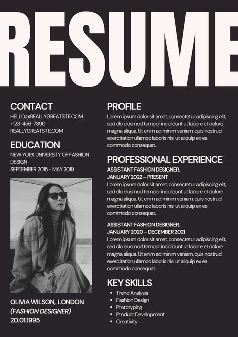 Black And White Resume Design, Resume 2024, Website Grid, Fashion Designer Resume, Fashion Cv, Cv Creative, Designer Resume Template, Cv Layout, Resume Design Inspiration