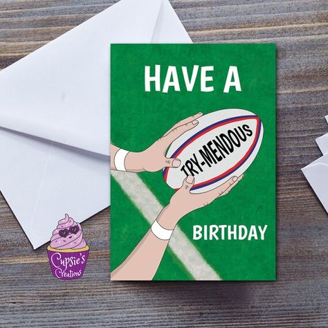 Rugby Party, Rugby Birthday, Birthday Card For Dad, Rugby Player, Rugby Ball, Sports Card, Dad Birthday Card, Funny Birthday Card, Rugby League