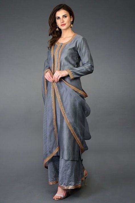 Grey Suit Women Indian, Grey Salwar Suit, Silk Kurta Set, Real Images, Palazzo Suit, Red Lehenga, Patiala Salwar, Indian Bridal Wear, Pakistani Dress Design