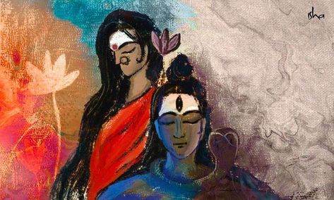 Shiva Shakti Aesthetic, Ardhnareshwar Paintings, Shakti Aesthetic, Shiv Shakti Painting, Shiv Shakti, Sky Art Painting, Chakra Art, Shiva Parvati Images, Lord Shiva Statue