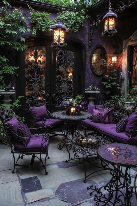 Witchy Patio, Goth Patio, Gothic Patio, Witchy Backyard, Unique Patios, Witchy Garden, Boho Patio, Gothic Garden, Goth Home Decor