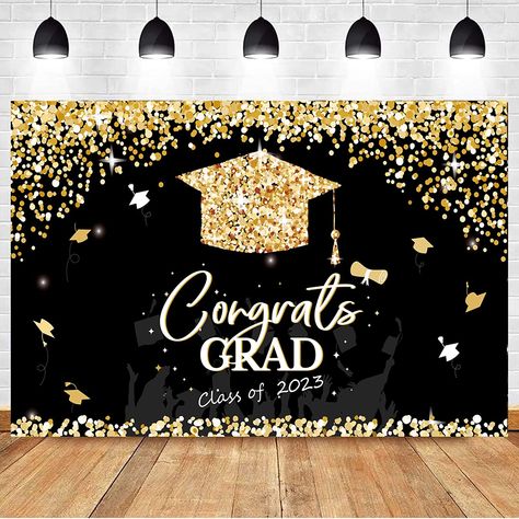 #ad Backdrop Graduation, Ballon Banner, Graduation Party Backdrops, Picture Backdrop, Graduation Party Banners, Banner Graduation, Black Graduation, Banner Diy, Party Fotos