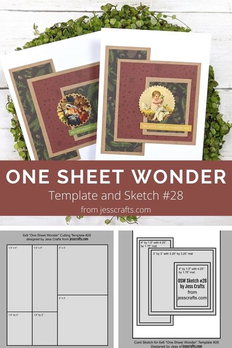 One Sheet Wonder Cardmaking Template #28 - Jess Crafts One Sheet Wonder 8.5x11, One Sheet Wonder Cards 12x12 Templates, Jess Crafts, Quick And Easy Cards, Card Sketches Templates, Card Making Templates, Easy Cards, One Sheet Wonder, Card Layouts