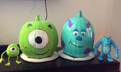 Mike And Sully Pumpkin Paintings, Sully Pumpkin, Sully And Mike, Halloween Pumpkin Crafts, Autumn Core, Mike And Sully, Pumpkin Decorating Contest, No Carve Pumpkin Decorating, Pumpkin Contest