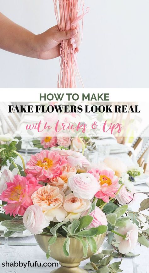 Make Fake Flowers Look Real, Fake Flowers Look Real, Fake Flower Arrangements Diy, Small Cottage Garden Ideas, Fake Flower Arrangements, Artificial Floral Arrangements, Faux Flower Arrangements, Floral Arrangements Diy, Fake Flower