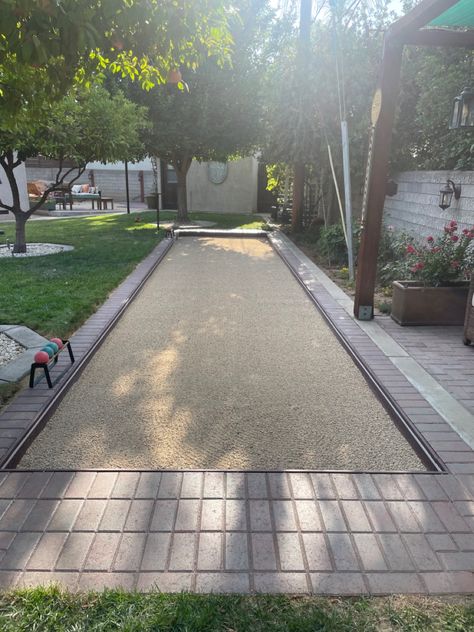 Bocce Ball Court, Bocce Court, Bocce Ball, Backyard Greenhouse, Sports Complex, Garden Yard Ideas, Backyard Projects, Garden Views, Backyard Fun