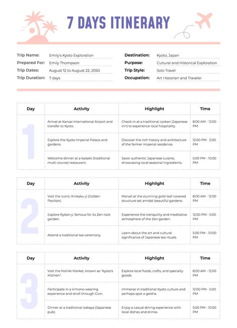 Get Week Itinerary Free Google Docs Template Daily Itinerary Template, Travel Itenary Template, Itinerary Template Free, Trip Planning Template, Vacation Itinerary Template, Google Docs Templates, Travel Itinerary Planner, Travel Planner Template, Plan Your Week