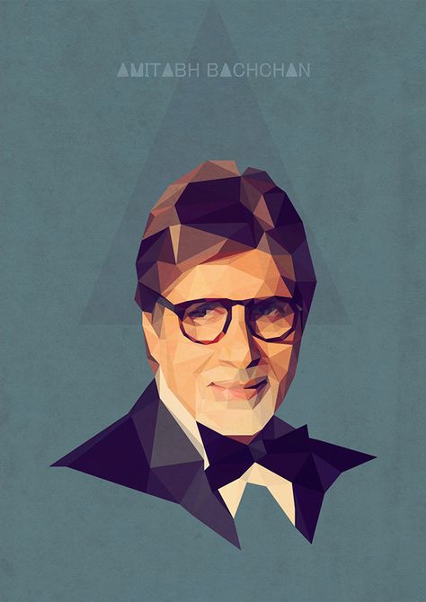 Amitabh Bachchan Portrait, Poster Colour Portrait, Polygonal Art, Poster Color Painting, Indian Independence, Wpap Art, Oil Painting Inspiration, Polygon Art, Jazz Poster