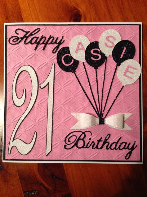 Female 21st balloons birthday card                                                                                                                                                      More 21st Card Ideas, Female 18th Birthday Cards, 65th Birthday Cards For Women Handmade, 21st Birthday Cards Diy, Girl Birthday Cards Handmade, 21 Birthday Card Ideas Handmade, Stampin Up 21st Birthday Cards, Handmade 21st Birthday Cards Ideas, 13th Birthday Cards For Girls Diy