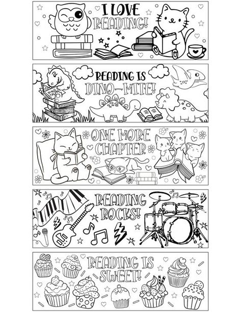 ​​​​Free Printable Bookmarks to Color Bookmarks Coloring Free Printable, Color Your Own Bookmark Printable Free, Free Printable Bookmarks To Color, Free Printable Bookmarks Templates, Printable Bookmarks To Color, Coloring Bookmarks Free, Bookmarks To Color, Book Club Activities, Club Activities