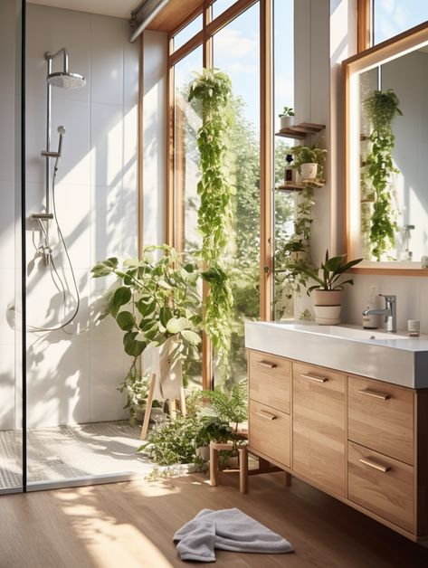 Bathroom Skylight Plants, Home Inside Design, Bedroom Spring, Spa Vibes, Baddie Apartment, Baddie Apartment Ideas, Indoor Outdoor Bathroom, Shiplap Bathroom, Serene Bathroom