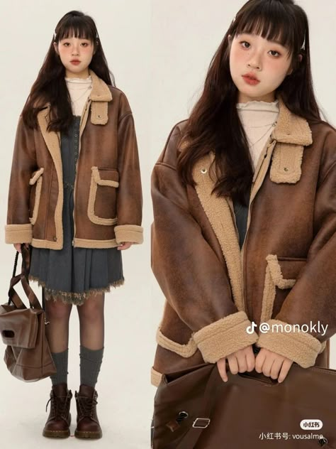 Japanese Outfits Winter, Winter Kpop Outfits, Shoujo Winter Outfits, Cozy Japanese Outfit, Sawako Girl Outfit, Japanese Winter Outfits, Sawako Winter Outfit, Shoujo Girl Fall Outfits, Japanese Fashion Winter