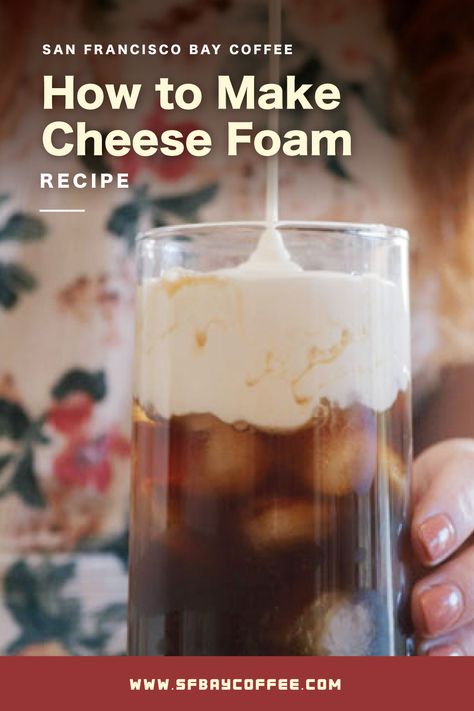 Have you tried a drink with cheese foam? It's so easy to make at home! Here's a basic cheese foam recipe that will add a sweet and tangy deliciousness to your coffee! Cheese Foam Recipe, Cheese Foam, Milk Foam Recipe, Salted Cheese Foam Recipe, Cream Cheese Cold Foam, Cream Cheese Foam Recipe, Cream Cheese Foam, Coffee Foam Recipe, Cream Cheese Foam Coffee