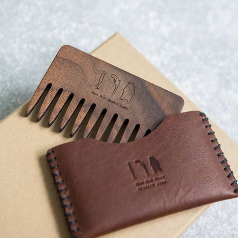 Man Gun Bear Personalised Wood Beard Comb And Leather Pouch. sponsored link 'Grooming #Beard #leather #comb #giftsforhim Wood Beard Comb, Pocket Comb, Beard Comb, Beard Combs, Beard Grooming, Leather Sleeve, Pretty Hair, Wood Work, Chopsticks