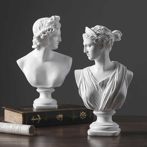 Greek Goddess Statue, Apollo Statue, Monochromatic Decor, Character Statue, Goddess Sculpture, Plaster Sculpture, Angel Sculpture, Head Statue, Illumination Art