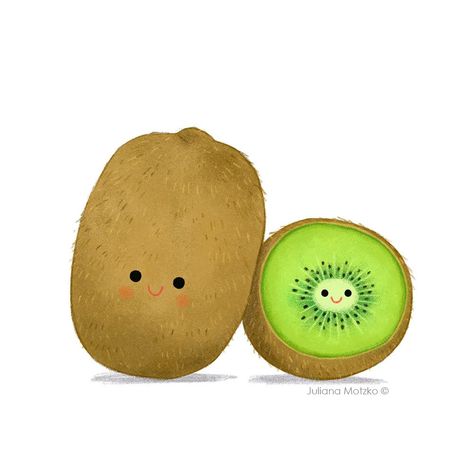 Kiwi Cartoon Cute, Cute Kiwi Drawing, Kiwi Drawing, Kiwi Illustration, Kiwi Artist, Subject Of Art, Lunchbox Notes, Fruits Drawing, Kiwi Fruit