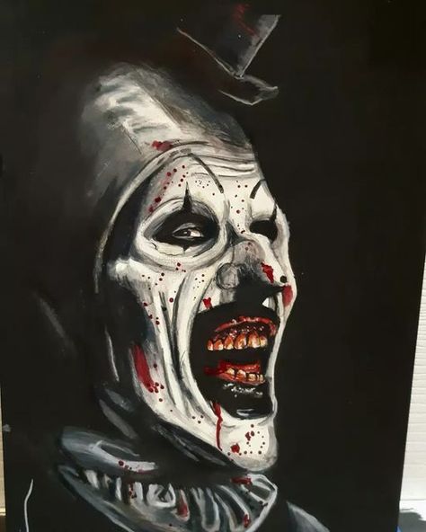 Steve McGinnis on Instagram: "Finishing up the 3rd Terrifier sketch cover #terrifier #arttheclown #terrifiermovie #artwashere #acrylicpainting #prismacolorpencil #terrifiergraphicnovel @damien_leone @davidhowardthornton" Terrifier Tattoo Stencil, Terrifier Sketch, Art The Clown Painting, Art The Clown Terrifier Tattoo, Art The Clown Terrifier Drawing, Art The Clown Drawing, Terrifier Drawing, Terrifier Tattoo, Damien Leone