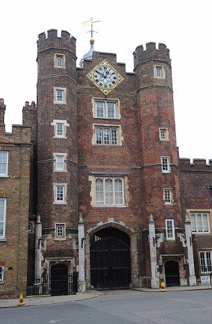 The Clock Tower on Cleveland Row, which leads into St James's Palace Fitzroy Maplecourt, Mary's Heart, St James Palace, Gherkin London, St James's Palace, Mary Tudor, Palace London, Chateau Medieval, Adventure Zone