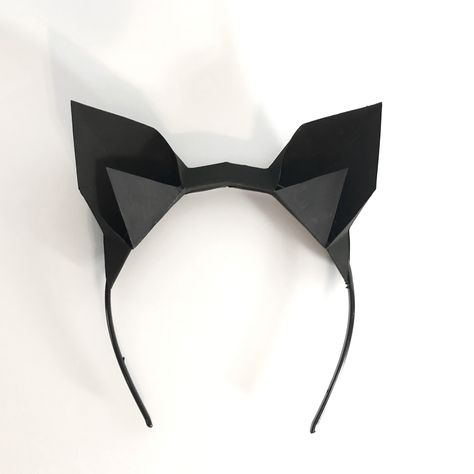 Black cat ears headband Diy Cat Ears, Paper Props, Matchbox Crafts, Headband Diy, Origami Patterns, Cat Ears Headband, Plastic Headband, Downloadable Templates, Ears Headband