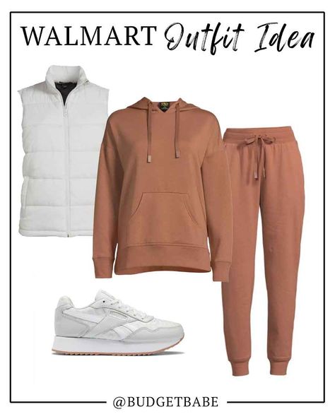 Athleisure Outfits Walmart, Winter Leisure Outfits, Walmart Sweatpants Outfit, Winter Athleisure Outfits 2024, Cold Theme Park Outfit, Casual Walmart Outfits, Walmart Outfit Ideas, Walmart Fall Fashion 2023, Comfy Casual Outfits Lazy Days