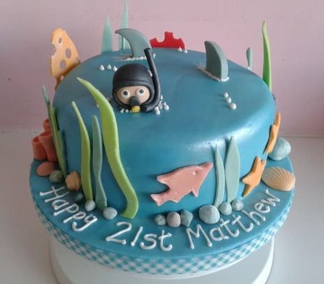 Scuba Cake, Fifth Birthday Cake, Friends Birthday Cake, Island Cake, Ocean Cakes, Cake Recepies, Turning 21, Cake Decorating Icing, Shark Cake