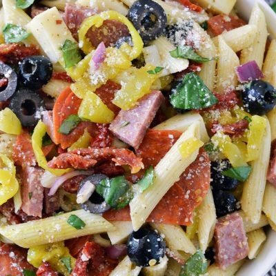 pasta Archives - Mother Thyme Recipe With Pepperoni, Salad Taco, Italian Pasta Salad, Pasta Italiana, Salad Pasta, Pasta Salad Recipe, Pasta Salad Italian, Fettuccine Alfredo, Stuffed Banana Peppers