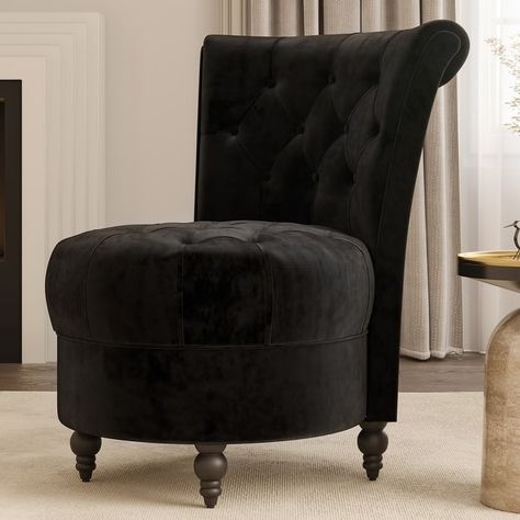 Ottoman Seat, Velvet Side Chair, Royal Chair, Armless Accent Chair, Diamond Tufting, Tufted Accent Chair, Velvet Accent Chair, Velvet Accents, Round Ottoman